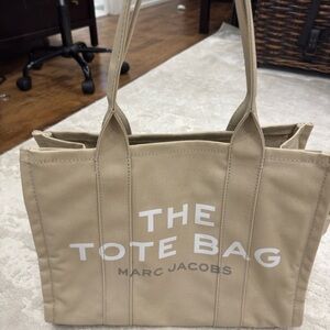 Marc Jacobs Tan Large Tote Bag with White Accents